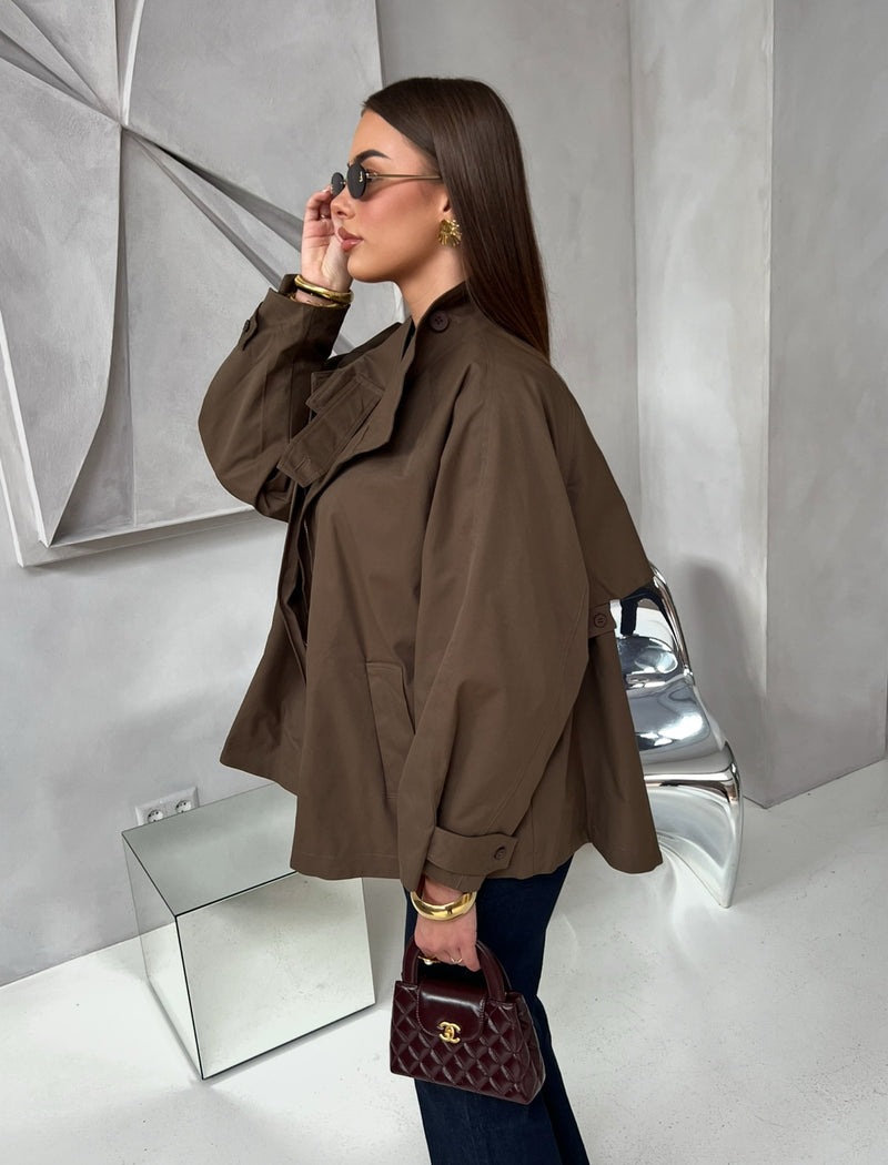SHORT TRENCH COAT BROWN