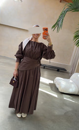 COTTON DRESS BROWN