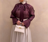 RUFFLE BLOUSE BURGUNDY