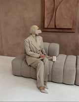 AZILI High-Waist Wide Leg Pantalon TAUPE