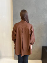 Oversized long blouse brown