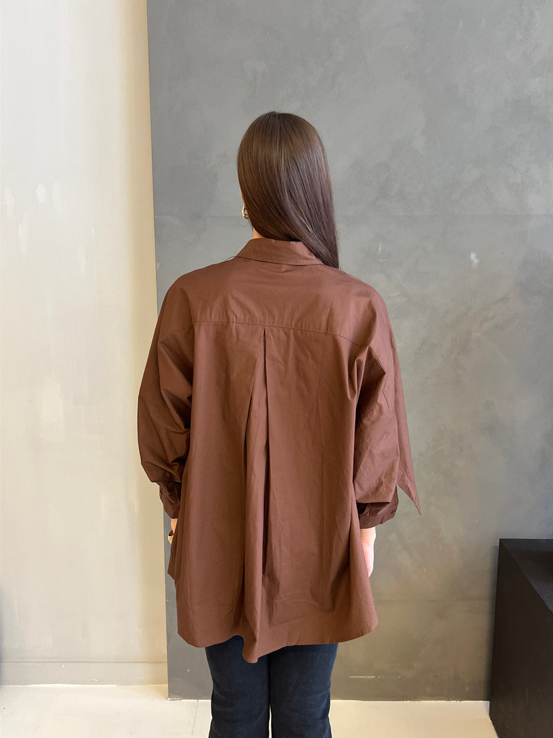 Oversized long blouse brown