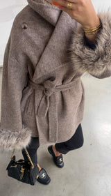 SOANE FUR COAT TAUPE