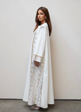 SLEEVELESS KIMONO SET WITH CAFTAN EFFECT WHITE