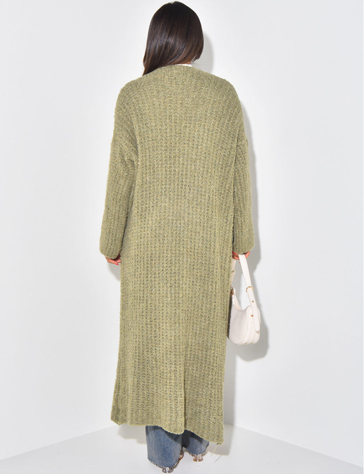 LONG SOFT KNITTED CARDIGAN KHAKI