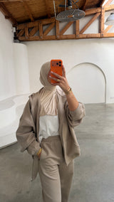 ESSENTIAL OVERSIZED ZIP HOODIE- BEIGE