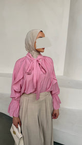 LINDA RUFFLE BLOUSE PINK