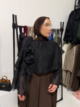 MINÉ RUFFLE TOP BLACK