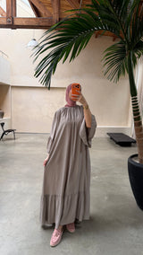 LINDA DRESS DARK BEIGE