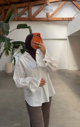 Elara ruffle blouse white