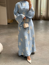 EMBROIDERED FLORAL DRESS BLUE