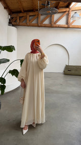 BALLOON SLEEVE ABAYA CRÉME