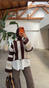 maven striped sweater brown