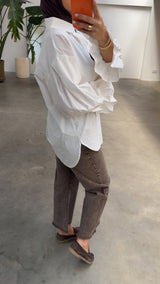 Elara ruffle blouse white