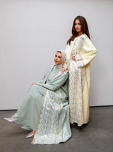 SLEEVELESS KIMONO SET WITH CAFTAN EFFECT GREEN