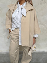 SHORT TRENCH CAPE LIGHT BEIGE