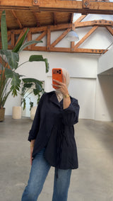 Wrap detail blouse navy blue