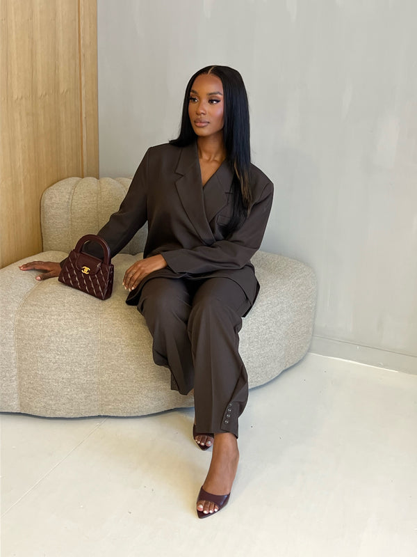 AZILI High-Waist Wide Leg Pantalon CHOCO