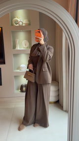 ELARA SPLIT BLAZER BROWN
