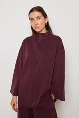Dentella zipper top aubergine