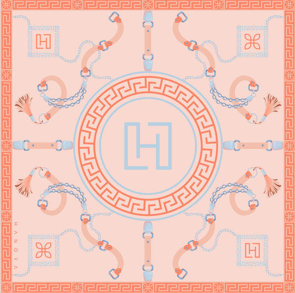 HANORA SIGNATURE SILK SCARF- CORAL SKY