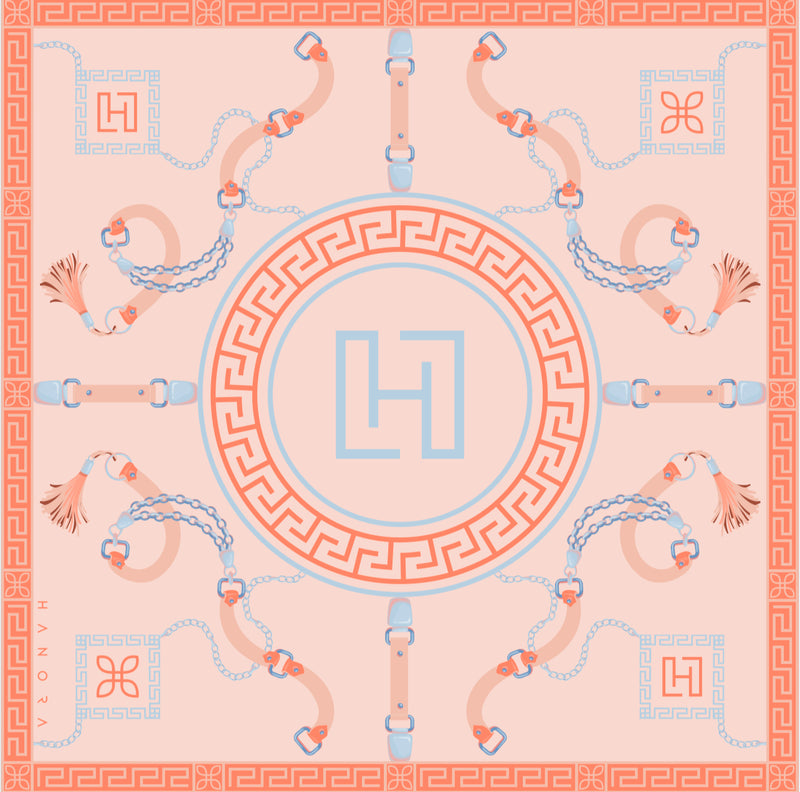 HANORA SIGNATURE SILK SCARF- CORAL SKY