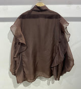 LIVIA RUFFLE BLOUSE BROWN
