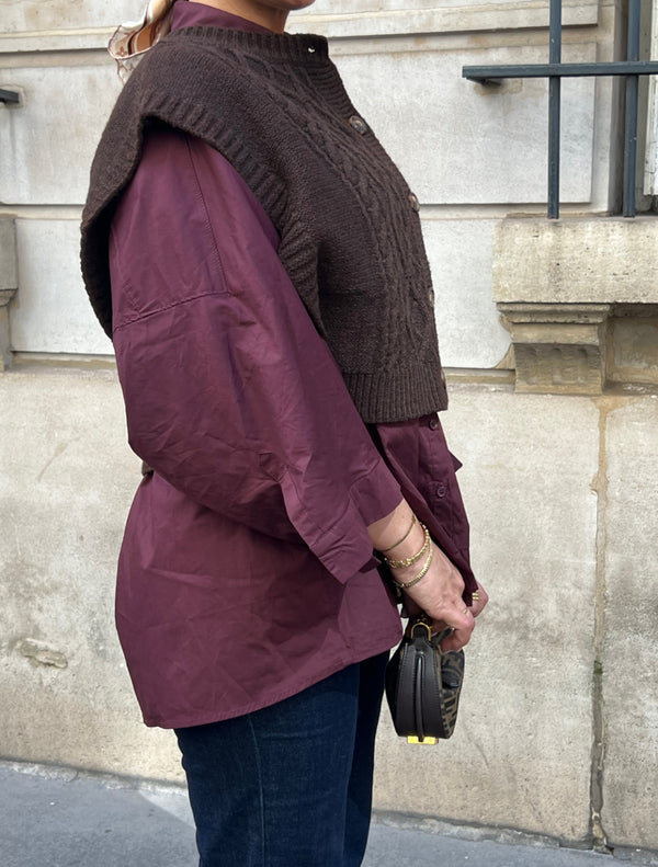 KNITTED GILET BROWN