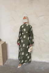 EMBROIDERED FLORAL DRESS KHAKI