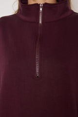 Dentella zipper top aubergine