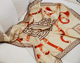 HANORA SIGNATURE SILK SCARF- MOCHA BROWN