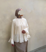LOU RUFFLE BLOUSE ECRU