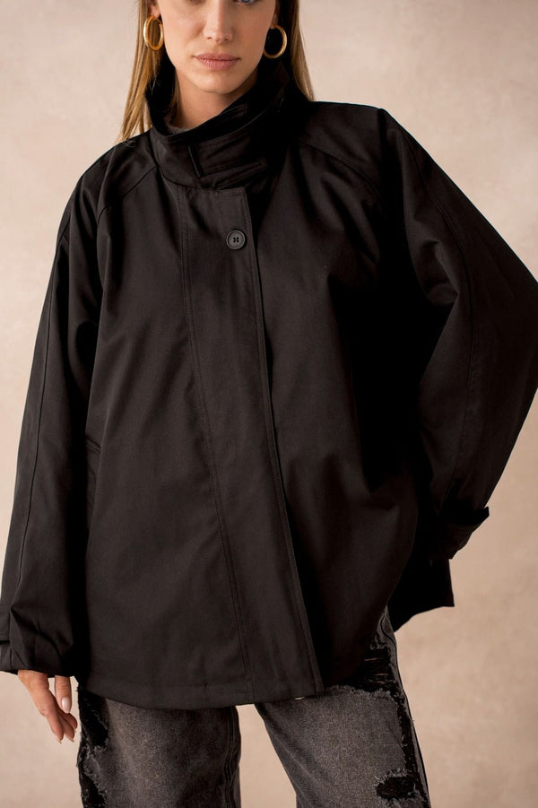 SHORT TRENCH COAT BLACK