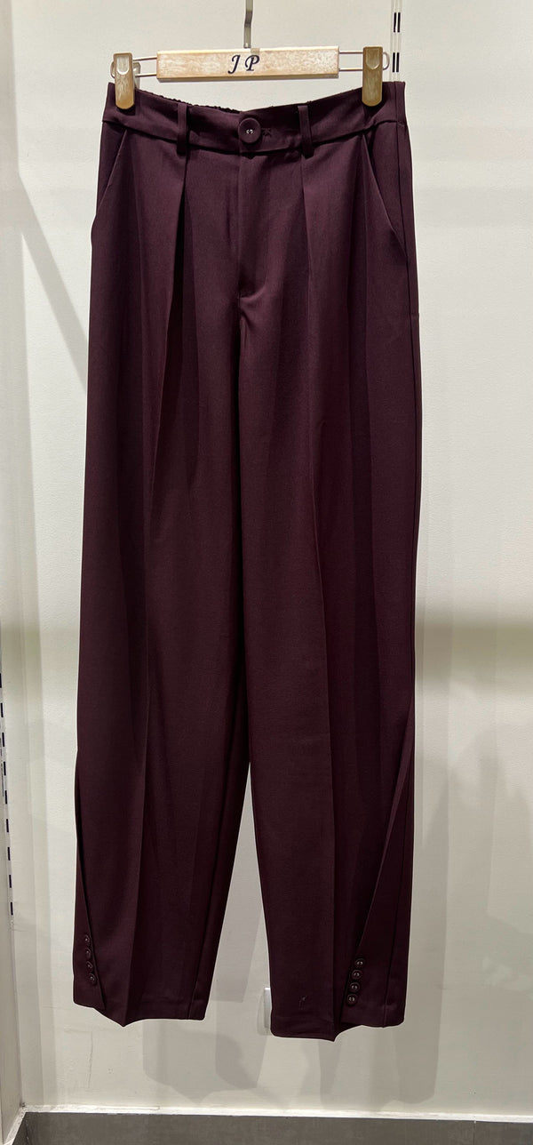 AZILI High-Waist Wide Leg Pantalon BORDEAUX