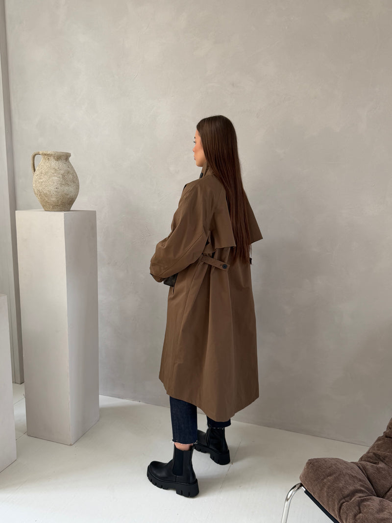 LONG OVERSIZED TRENCHCOAT BROWN