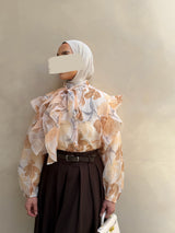 NALA PRINTED BLOUSE BROWN/YELLOW