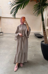 LINDA DRESS DARK BEIGE