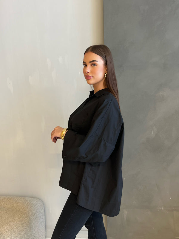 Oversized long blouse black