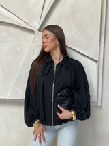 RIMA ZIPPER TOP BLACK