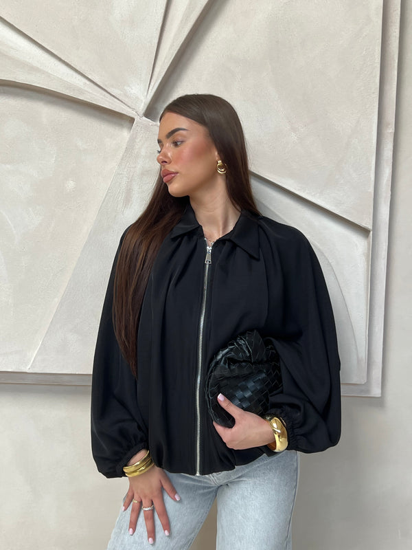 RIMA ZIPPER TOP BLACK