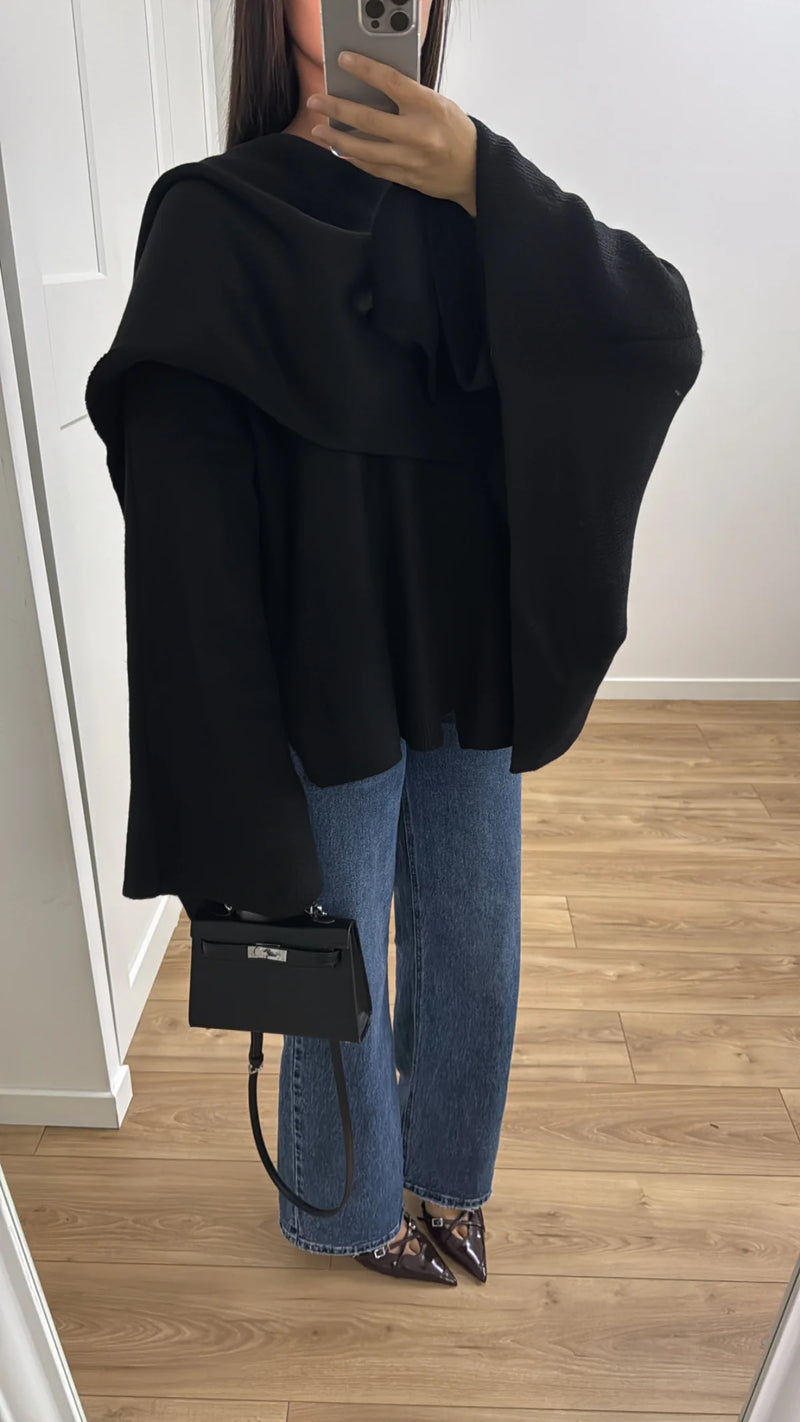 SARA SCARF JACKET BLACK