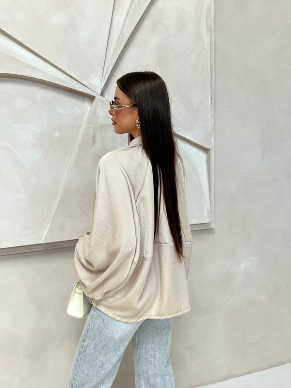 RIMA ZIPPER TOP BEIGE