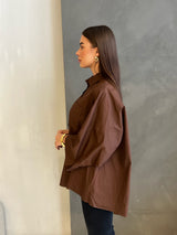 Oversized long blouse brown
