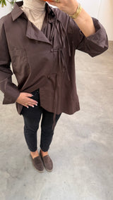 Wrap detail blouse brown