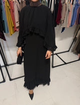 LONG SLEEVED CAPE DRESS BLACK