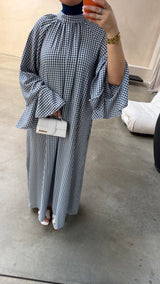 CHECKED DRESS BLUE
