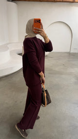 LIVIA KNIT SET- BURGUNDY