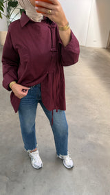Wrap detail blouse burgundy