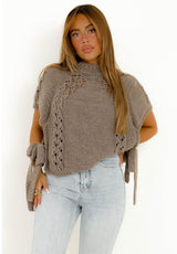 DETAIL KNITTED TOP TAUPE