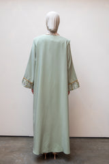 SLEEVELESS KIMONO SET WITH CAFTAN EFFECT GREEN